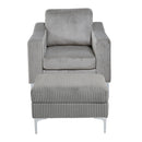 Convertible Sectional Corduroy Sofa with Storage Ottoman,Modular Sectional Sofa,Gray