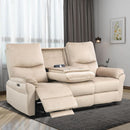 Beige Power Reclining Sofa For Living Room Comfort