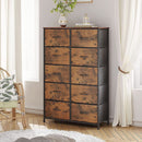 Tall Rustic Brown Dresser With 10 Deep Drawers For Bedroom