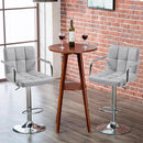 Light Grey Adjustable Swivel Bar Stools With Backrest, PU Leather, Set Of 2