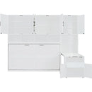Twin Size Murphy Bed Wall Bed with Closet , Drawers & Desk-White