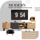 Modern TV with 3 Cabinets& Open Shelves, Color-matching Media Console Table for TVs up to 80", Entertainment Center with Drop Down Door for Living Room, Bedroom, Home Theatre
