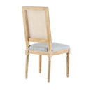 French Country Dining Chairs Set of 4 - Cane Backrest & Upholstered Seats, Rustic Weathered Finish, Solid Rubberwood - Grayish Green