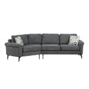 111' Upholstered 3-seater Sofa Curved Sofa Couch with Two Printed Pillows for Living Room, Dark Gray