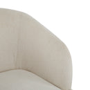 Modern Accent Chair with Round Back & Wooden Legs - Mid-Century Inspired Lounge Chair for Living Room, Bedroom, or Office - Soft Fabric Upholstery