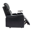 Modern PU Leather Power Recliner with Cooling Cup Holder, Bluetooth Speaker, LED Lights, and Tray Table in Black