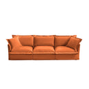 Slipcovered Sofa Couch, Modern 3 Seater Sofa with Suppleness Armrests, Chenille Fleece Deep Seat Sofa with Soft Multiple Big Pillows, Comfy Couch for Living Room, Apartment,Chenille Fabric, Orange