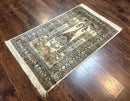 Silk Indian Kashmiri Rug 3x4, Very Fine 400 KPSI, Silk Prayer Rug, Handmade