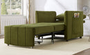 Upholstered Convertible Sleeper Sofa with Adjustable Backrest, Side Pockets, Storage Basket, Green Chenille, 31.5'