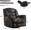 Oversized Swivel Recliner With Extra Wide Seat For Big And Tall
