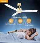 52 Inch Wooden Ceiling Fan With Integrated Light And Remote Control