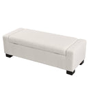 Textured Boucle Ottoman Bench with Hinged Lid for Seating and Storage in Beige, 50 Inches, Solid Wood