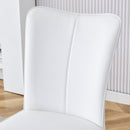 Modern minimalist dining chair, white PU leather curved back and seat cushion, white metal chair legs, suitable for dining room, bedroom, living room. A set of 2 chairs. 008