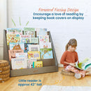 Single Sided Book Display Five Wide Slots Classroom Bookshelf Grey Wash