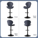 Three Swivel Bar Stools Counter Height High Back DarkGrey