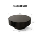Round Coffee Table Handcrafted Relief Sturdy Pedestal Wooden Olive-Shaped Tea Table for Living Room