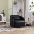Swivel Barrel Chair, Comfy Round Accent Sofa Chair for Living Room, 360 Degree Swivel Barrel Club Chair, Leisure Arm Chair for Nursery, Hotel, Bedroom, Office, Lounge (Black PU)