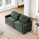 Elegant Two-Seater Chenille Fabric Sofa with Lumbar Pillows, Ergonomic Design, Green