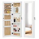 Jewelry Armoire Organizer With Full Length Mirror, Wall Mounted Lockable Cabinet With LED Light