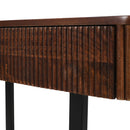 TREXM Solid Wood Entryway Table with Fluted Design, Retro Minimalist Console Table with Storage, Narrow Sofa Table with Metal Legs for Entryway Hallway Living Room(Honey+Black)