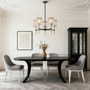 5 Light Chandelier, Textured Glass Pendant Light, (Not Including The Bulb) For Living Room - Black / Gold