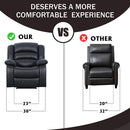 Black Bonded Leather Recliner With Overstuffed Arm And Back