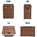 Laundry Hamper With Lid PE Rattan Powder Coating Frame Clothes Hampers with 02 Removable Bags, 100L, Brown Color