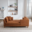 77.95'' Wide Modern Double-Sided Upholstered Chaise Lounge Indoor,Chenille Fabric Sleeper Sofa Couch With 4 Throw Pillows, Daybed with Rubberwood Legs For Living Room, Bedroom, Apartment,Caramel