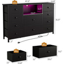 Black Dresser With Charging Station And LED Lights