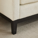 Elegant Upholstered Bench, Daybed, Ottoman with Wood Legs & Bolster Pillows in Ivory Boucle, 66.34'W