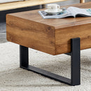 Rustic MDF Coffee Table with Metal Legs - Natural Wood Tone Elegance, 47.24 Inch Long Modern Minimalist Design