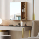 Natural Wood Grain Multi-Function Mirror Cabinet - Clear Mirror and Storage Space. MDF material mirror cabinet,a separate wall mounted bathroom mirror for storage and space saving.