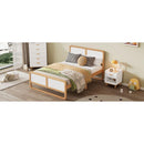 Modern Style Queen Size Solid Wood Platform Bed for Kids, Teens, Adults, No Need Box Spring, Walnut and White