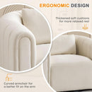 Beige Velvet Barrel Swivel Chair With LumbarPillow