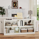 White Double Wide Bookshelf 64 Inch 2 Tier Storage Unit