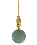 Polished Brass Sage Green Ceramic Ball Fan Pull 2.25"h