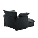 Upholstered Slipcovered Armchair with Ottoman,  Deep Seat Armchair W/ Wide Ottoman for Living Room, Armchair Sets with Large Soft Pillows(Set of 2),Gray Corduroy Fabric