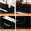Modern 3 Drawer Bedroom Chest of Drawers with 7 Drawers Dresser, Clothes Organizer -Metal Pulls for Living Room, Bedroom, Hallway, Black, 47.6" x 15.7" x 26.6"