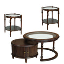 Modern Nesting Coffee Table Set with Matching Glass Side Table – Elegant Rubberwood Frame and Functional Storage