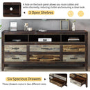 Retro Distressed Wooden TV Stand for TVs up to 65 Inches, Entertainment Center Media Console with 6 Drawers and 3 Shelves for Living room, Brown