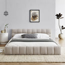 Modern Platform Bed Frame With Thick Fabric