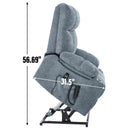Grey Dual Motor Infinite Position Up to 350 LBS Chenille Power Lift Recliner Chair, Heavy Duty Motion Mechanism with 8-Point Vibration Massage and Lumbar Heating, Dual Cup Holders