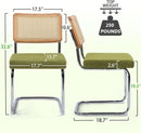 Green Handwoven Cane Dining Chairs Set Of 2 Chrome Base