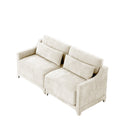 Elegant Two-Seater Chenille Fabric Sofa with Lumbar Pillows and Ergonomic Design in Beige