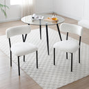 Dining Chairs Set of 2,Round Upholstered Sherpa Fabric Dining Room Chairs with Curved Backrest,Mid-Century Modern Accent Chairs with Black Metal Legs for Dining Room,Living Room,Kitchen