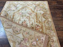 Chinese Aubusson Rug 3.6 x 5, Beige and Gold, Handmade Vintage Elegant European Design Carpet, Plush Wool, Handmade