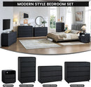 Black Hardwood Dresser With Curved Front Storage Panel