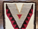 Antique Navajo Rug 2x4, Collectible Native American Wool Handmade Rug, Ivory Black Red Gray, Vintage Navajo Textile