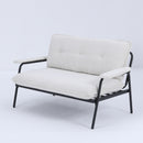 The 53-inch beige sofa offers a spacious layout in the small apartment, easily handling various scenarios from watching movies to working