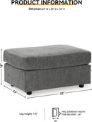 Stairatt Rectangular Gray Upholstered Ottoman Cushioned